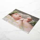 Elegant Gold Foil Girl Foto geboorteaankondiging Folie Uitnodiging (Gedraaid)