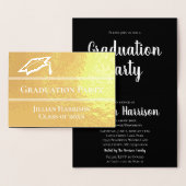 Elégant Gold Foil Graduation Party Invitation (Affichage)