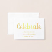 Elégant Gold Foil Graduation Party Invitation (Devant avec enveloppe)