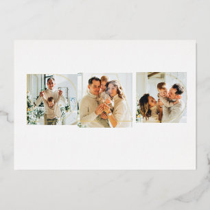 Elegant Gold Foil Happy Vaderdag 3-fotokaart Folie Uitnodiging