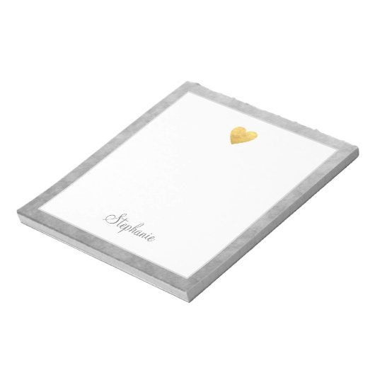 Elegant Gold Foil Heart Modern Script Specialized Notitieblok (Gedraaid)