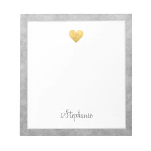 Elegant Gold Foil Heart Modern Script Specialized Notitieblok