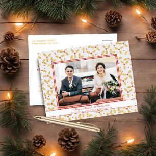 Elegant Gold Foil Holly Merry Gehuwd Kerstfeest Feestdagenkaart