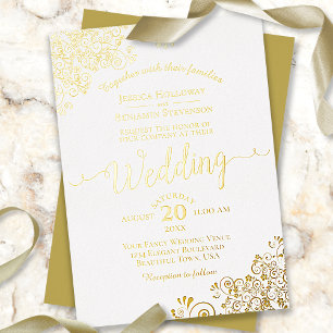 Elegant Gold Foil Lace op het klassieke witte huwe Folie Uitnodiging