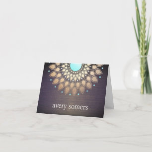 Elegant Gold Foil  Leaf Mandala Wood Notitiekaartje