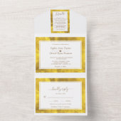 Elegant Gold Foil Lijst Calligraphy Wedding All In One Uitnodiging (Binnen)