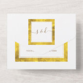 Elegant Gold Foil Lijst Calligraphy Wedding All In One Uitnodiging (Achterkant)