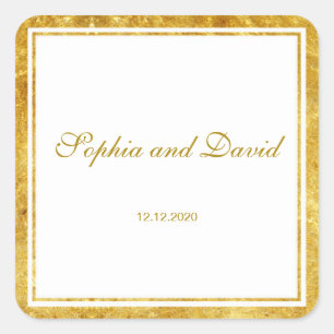 Elegant Gold Foil Lijst Wedding Custom Vierkante Sticker
