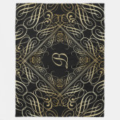Elegant Gold Foil look Scrollwork Script op zwart Fleece Deken (Voorkant)
