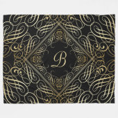Elegant Gold Foil look Scrollwork Script op zwart Fleece Deken (Voorkant (Horizontaal))