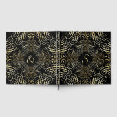 Elegant Gold Foil look Scrollwork Script op zwart Gastenboek (Volledig)