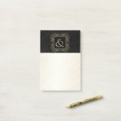 Elegant Gold Foil look Scrollwork Script op zwart Post-it® Notes (Op bureau)