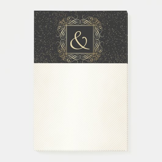 Elegant Gold Foil look Scrollwork Script op zwart Post-it® Notes (Voorkant)