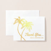 Elegant Gold Foil Merci Cartes | Palmiers (Devant avec enveloppe)