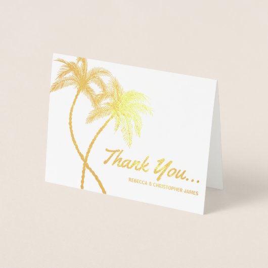 Elegant Gold Foil Merci Cartes | Palmiers (Devant)