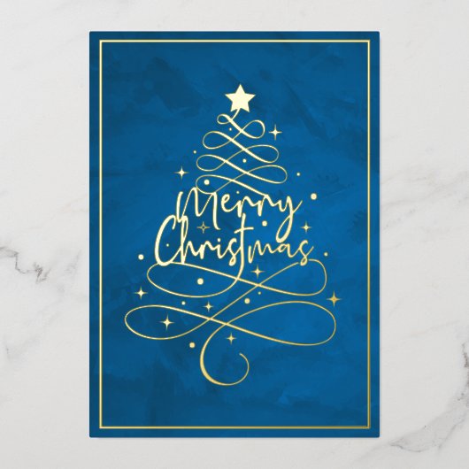 Elegant Gold Foil Merry kerst Folie Feestdagenkaart (Voorkant)