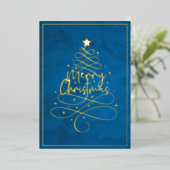 Elegant Gold Foil Merry kerst Folie Feestdagenkaart (Staand Voorkant)