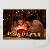 Elegant Gold Foil Merry kerstfeestdag Kaart (Voorkant)