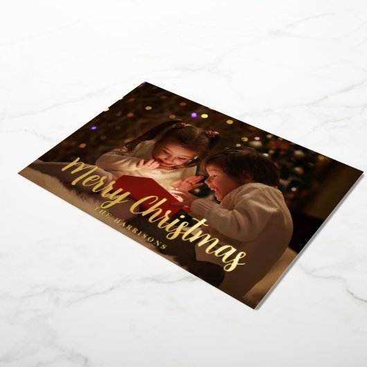 Elegant Gold Foil Merry kerstfeestdag Kaart (Gedraaid)