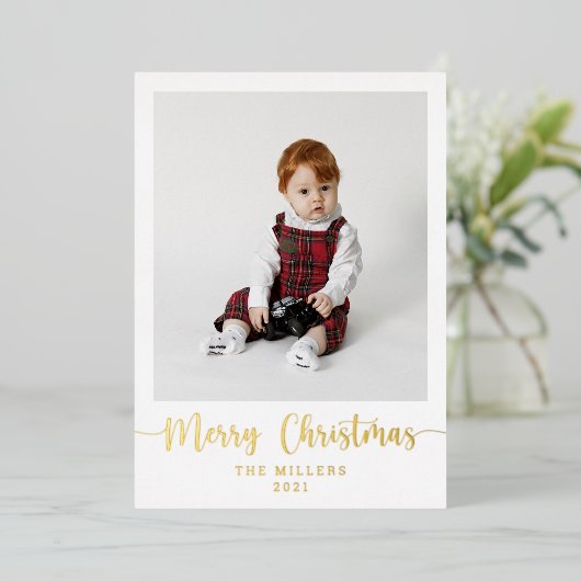 Elegant Gold Foil Merry kerstfeestdag Kaart (Staand Voorkant)