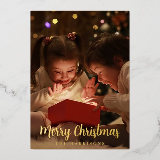 Elegant Gold Foil Merry kerstfeestdag Kaart (Voorkant)