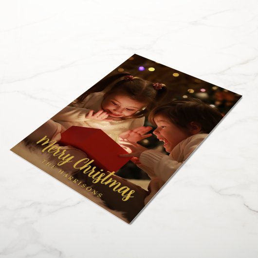 Elegant Gold Foil Merry kerstfeestdag Kaart (Gedraaid)