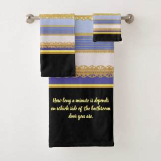Elegant Gold Foil met blauw en wit Stripe Bath Bad Handdoek