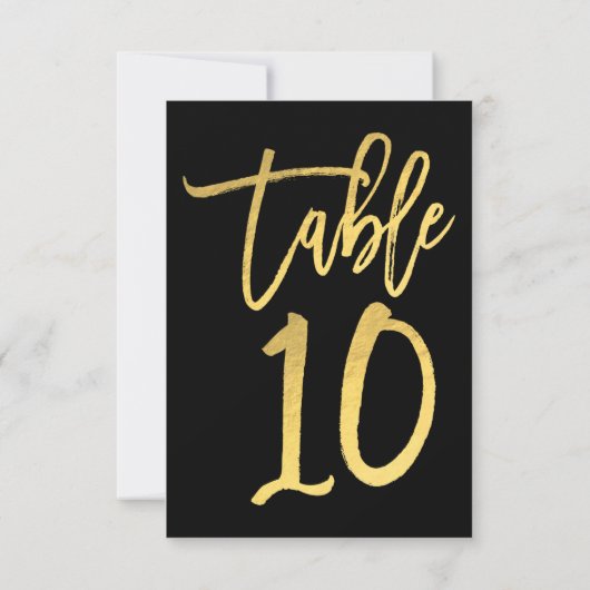 Elegant Gold Foil modern Script Table Number 10 Kaart (Achterkant)