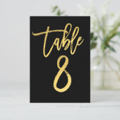 Elegant Gold Foil modern Script Table Number 8 Kaart (Staand voorkant)