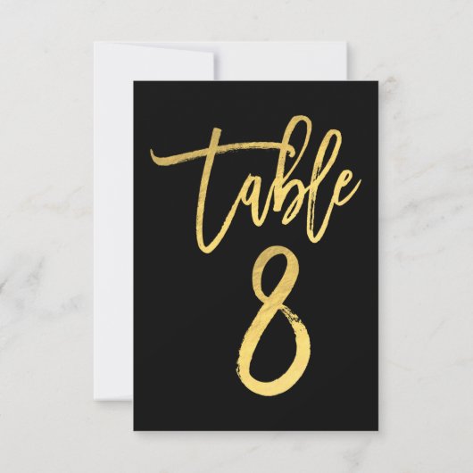 Elegant Gold Foil modern Script Table Number 8 Kaart (Achterkant)
