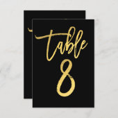 Elegant Gold Foil modern Script Table Number 8 Kaart (Voorkant / Achterkant)