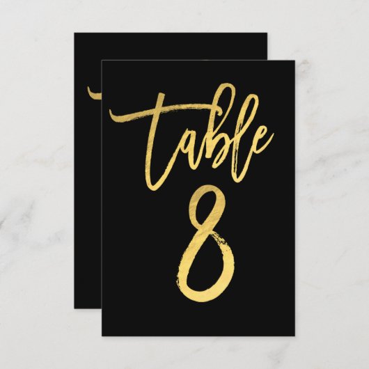 Elegant Gold Foil modern Script Table Number 8 Kaart (Voorkant / Achterkant)