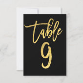 Elegant Gold Foil modern Script Table Number 9 Kaart (Voorkant)