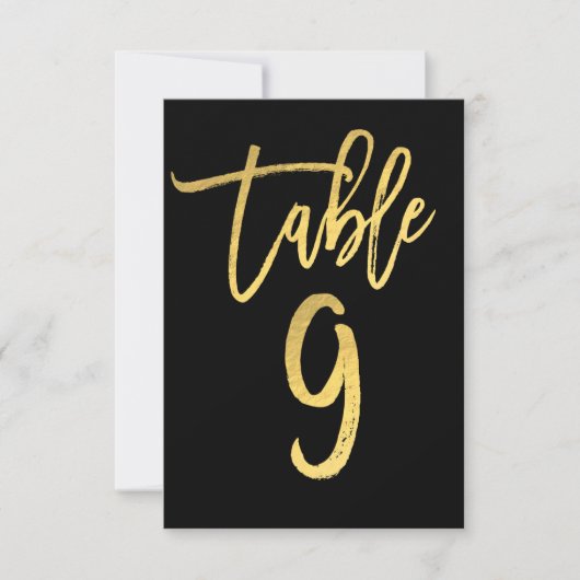 Elegant Gold Foil modern Script Table Number 9 Kaart (Voorkant)