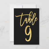 Elegant Gold Foil modern Script Table Number 9 Kaart (Achterkant)