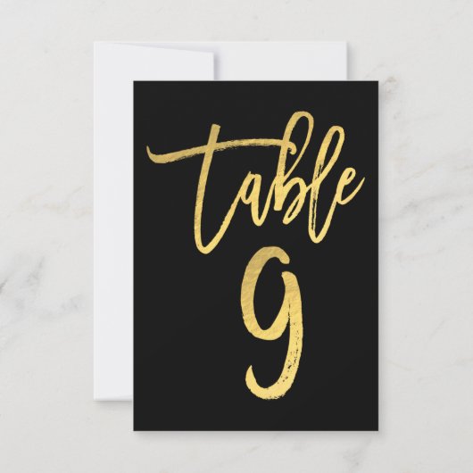 Elegant Gold Foil modern Script Table Number 9 Kaart (Achterkant)