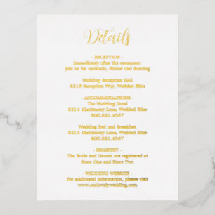 Elegant Gold Foil Modern Wedding Enclosure Kaart