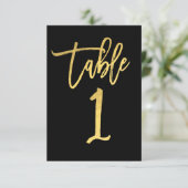 Elegant Gold Foil Moderne Script Table Number 1 Kaart (Staand voorkant)