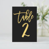 Elegant Gold Foil Moderne Script Table Number 2 Kaart (Staand voorkant)
