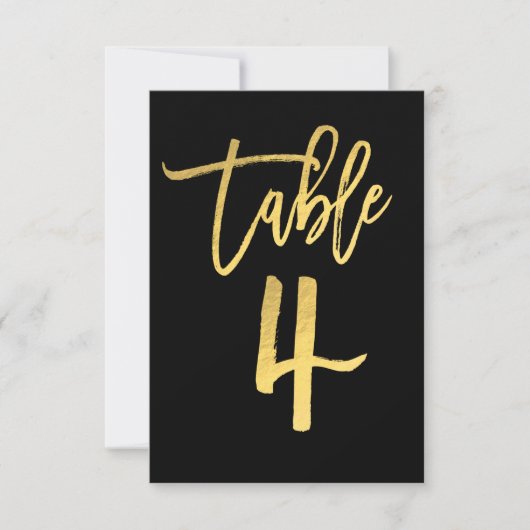 Elegant Gold Foil Moderne Script Table Number 4 Kaart (Voorkant)
