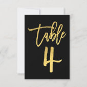 Elegant Gold Foil Moderne Script Table Number 4 Kaart (Achterkant)