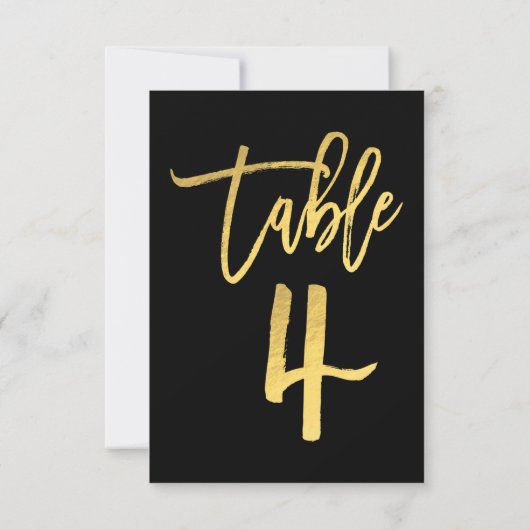 Elegant Gold Foil Moderne Script Table Number 4 Kaart (Achterkant)