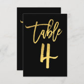 Elegant Gold Foil Moderne Script Table Number 4 Kaart (Voorkant / Achterkant)