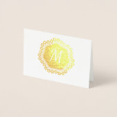 Elegant Gold Foil Monogram Note Kaart (Voorkant)