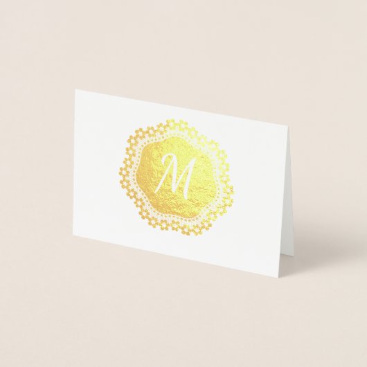 Elegant Gold Foil Monogram Note Kaart (Voorkant)