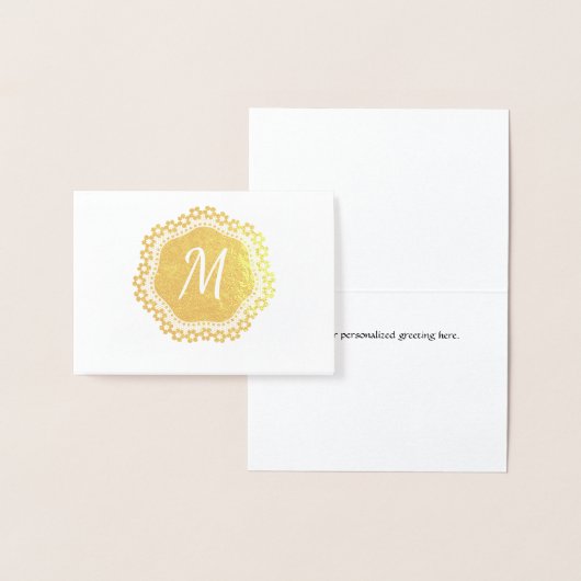 Elegant Gold Foil Monogram Note Kaart (Display)