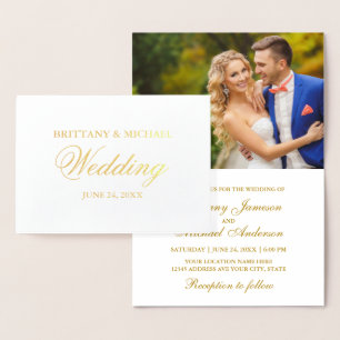 Elegant Gold Foil Photo Wedding Invitation