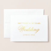 Elegant Gold Foil Photo Wedding Invitation (Devant avec enveloppe)