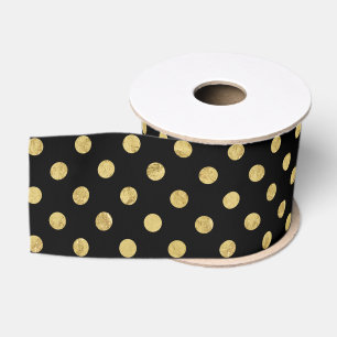 Elegant Gold Foil Polka Dot Pattern - Gold & Black Grosgrain Lint