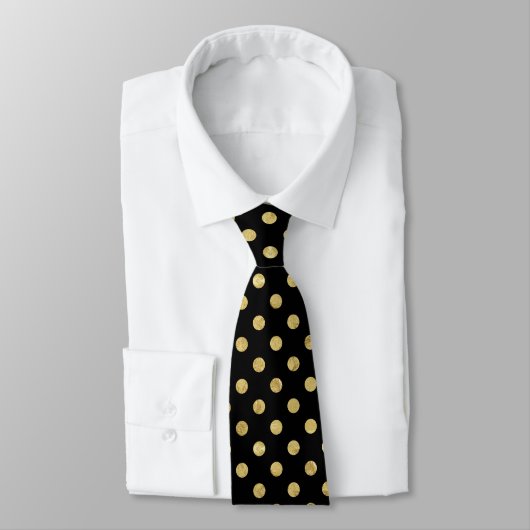 Elegant Gold Foil Polka Dot Pattern - Gold & Black Stropdas (Gebonden)